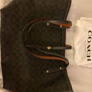 coach market tote in midnight navy